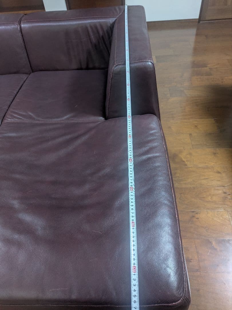 アクタスfive by five L字型本革ソファ クッション2個付き