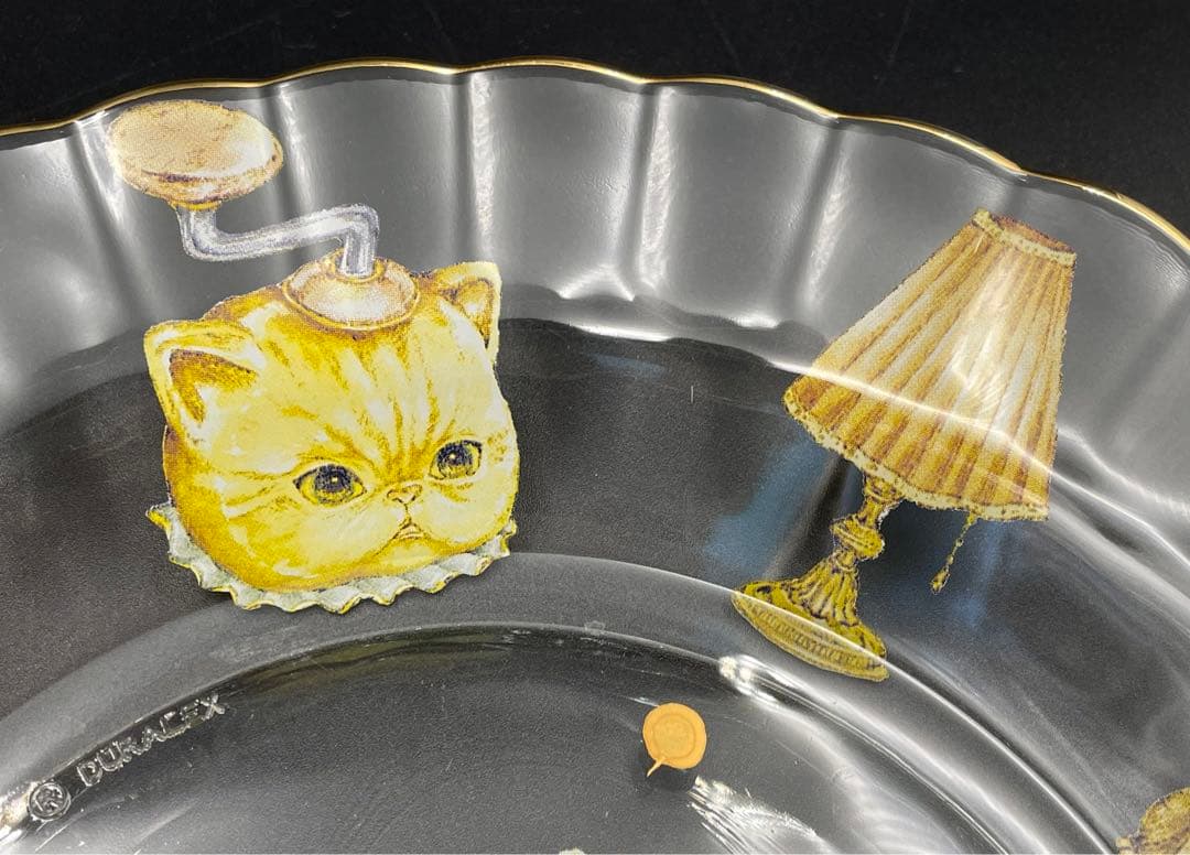 25cm ◆ フランシュリッペ ◆ ユキエモン ガラス 皿 プレート 猫