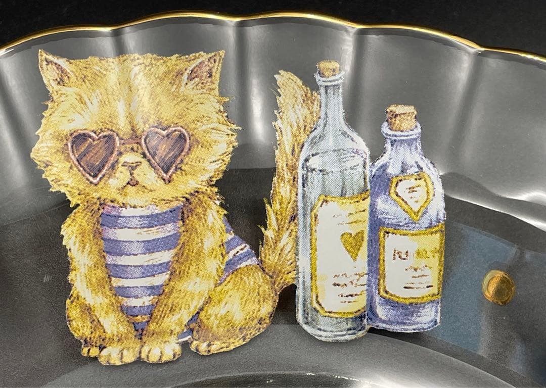 25cm ◆ フランシュリッペ ◆ ユキエモン ガラス 皿 プレート 猫