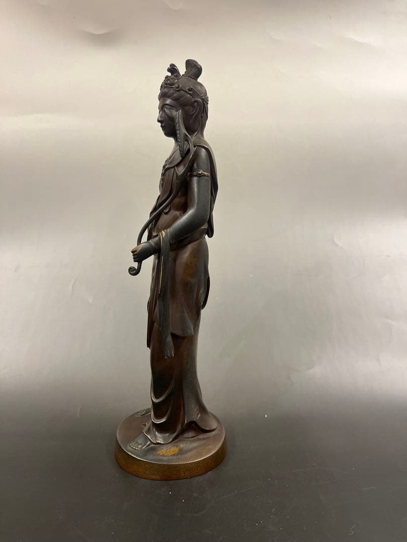 ［美品］銅製聖観音像　共箱￼高村光雲作