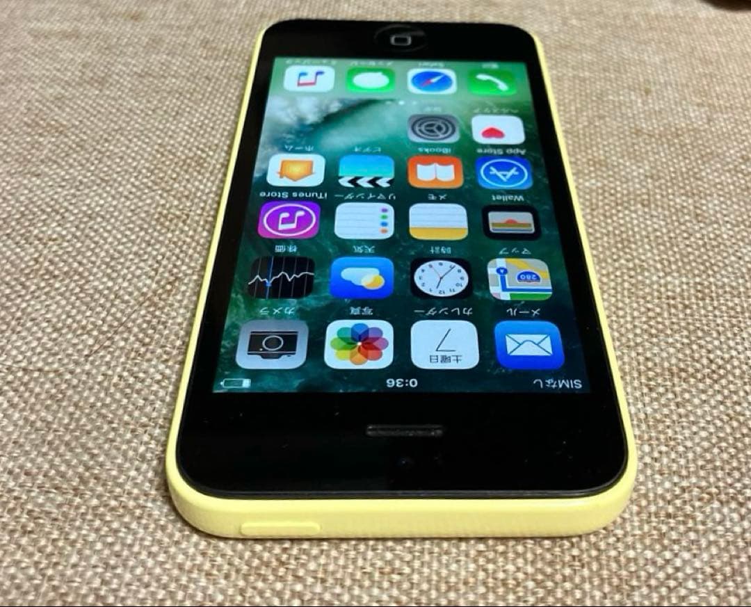 iPhone5c 16G イエロー 美品 バッテリー最大100% 充放電１回