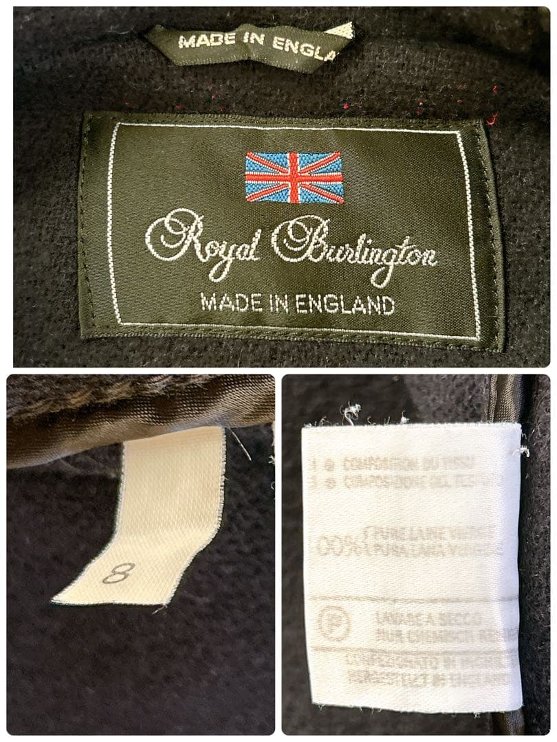 美品 ロイヤルバーリントン ダッフルコート ヘリンボーン ネイビー