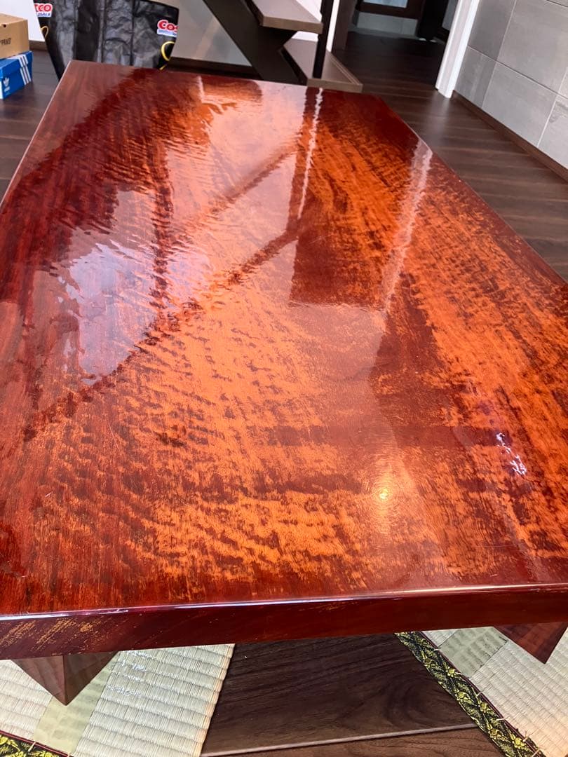 昭和レトロ 無垢材一枚板 高級中型座卓 ちゃぶ台 古民家 当時物