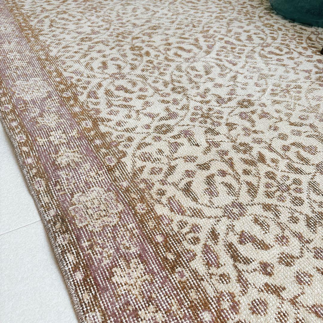 YUMMY vintage　トルコ　ヴィンテージラグ　ブラウン　パープル