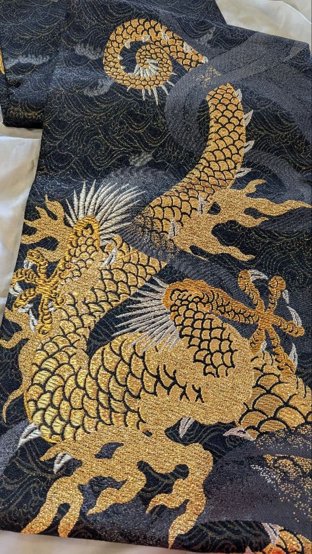 【新品】金色の龍 袋帯 幅31cm•長さ448cm