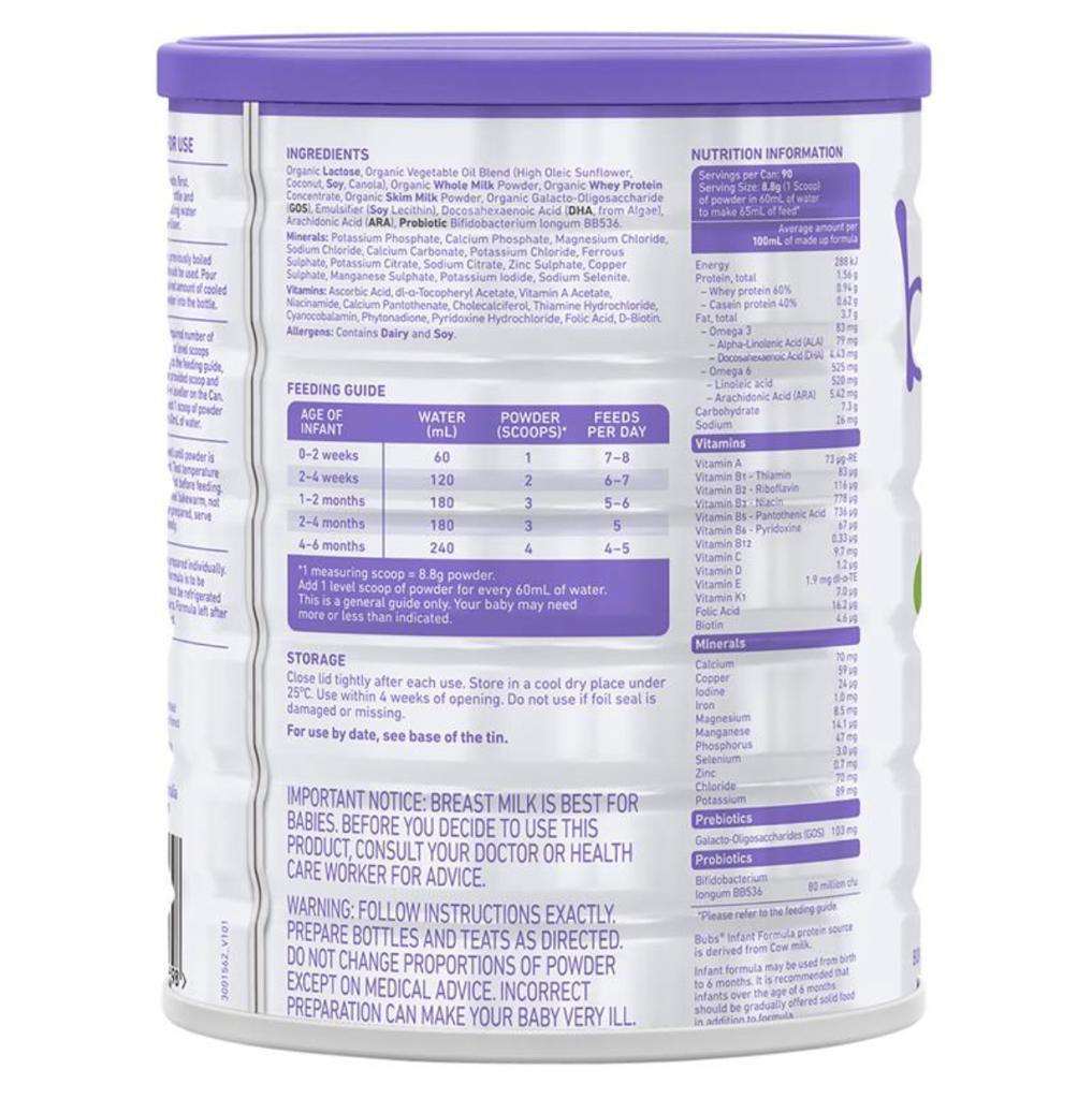 6缶 Bubs バブズ オーガニック 牛 粉ミルク ステップ1 Babama出品