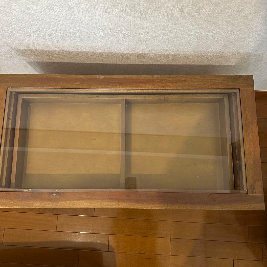 ローテーブル ガラス天板 引き出し付