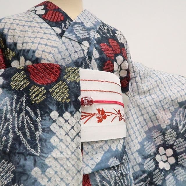 m1903＊有松鳴海絞り 夏着物 綿 手縫い仕立て 居敷当て付き 高級浴衣