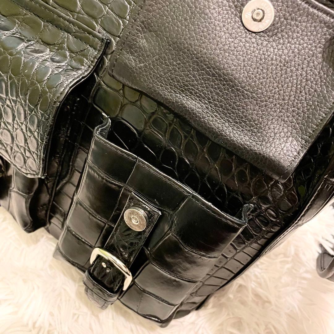 良品★JRA リアルクロコダイル ハンドバッグ ショルダーバッグ 2WAY 黒