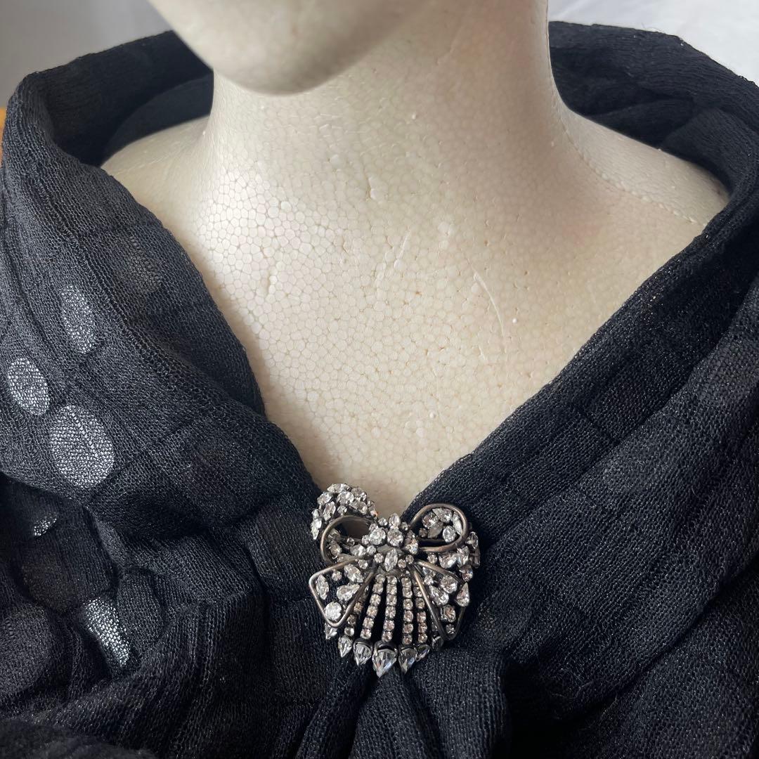 バレンシアガ　ビジュー　アンティーク　ブローチ　リボン　ヴィンテージ