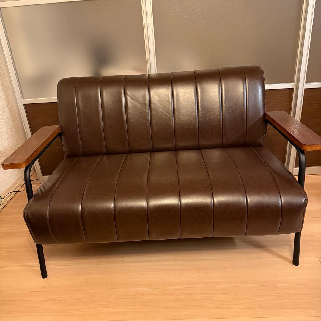 傷・汚れに強い2人掛けソファ ダークブラウン