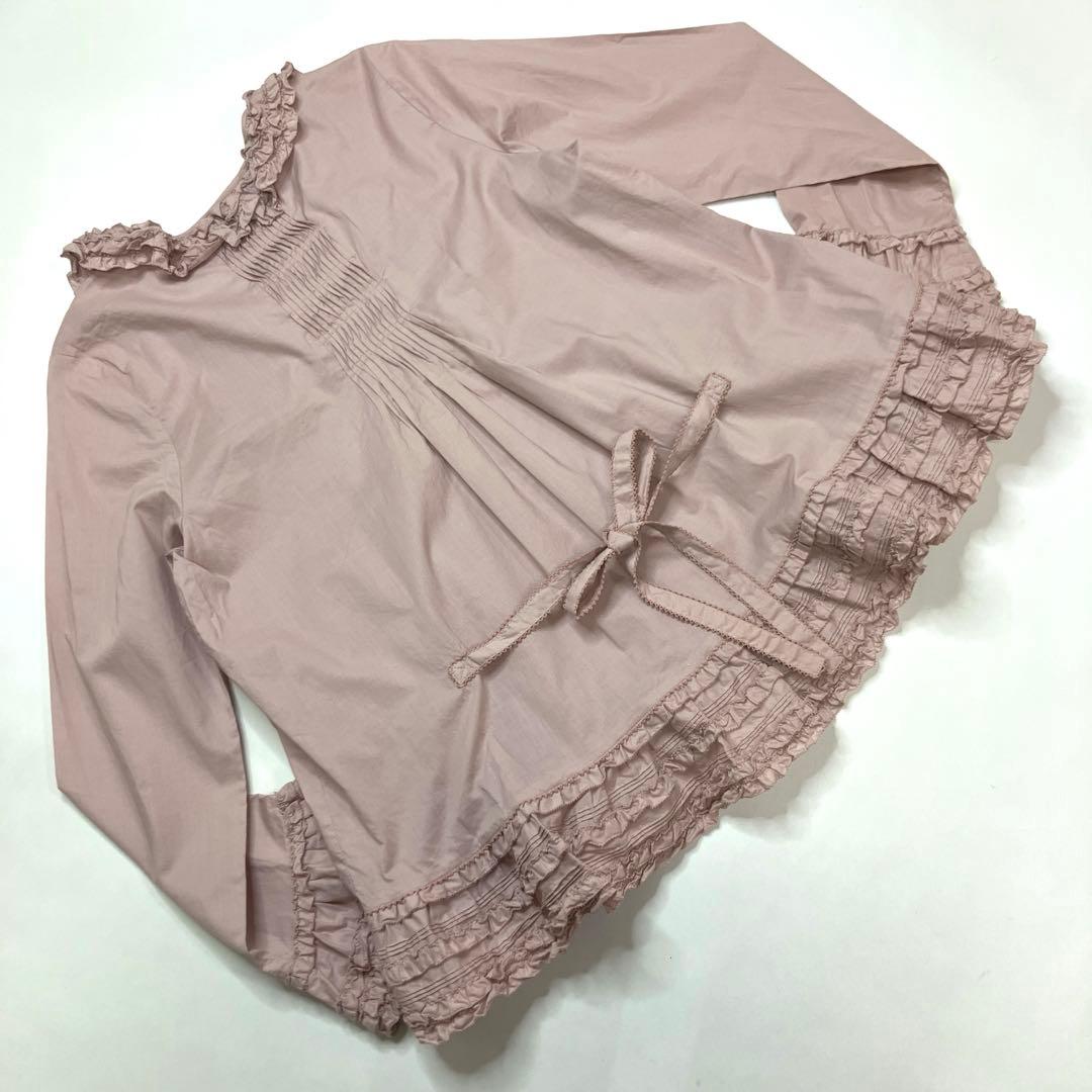 ピンクハウス ピンク ピコフリル ピンタック使い 綿ローンオーバーブラウス