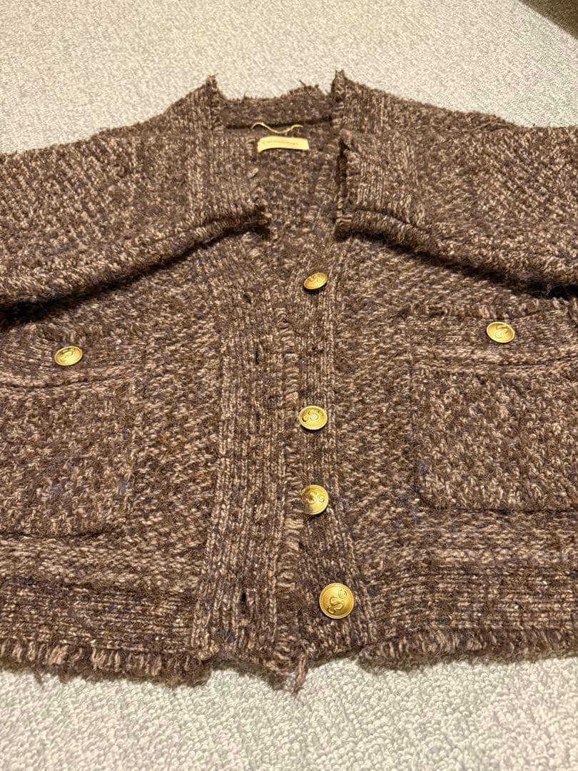 Curensology ツイーディヤーンニットカーディガン　ブラウン