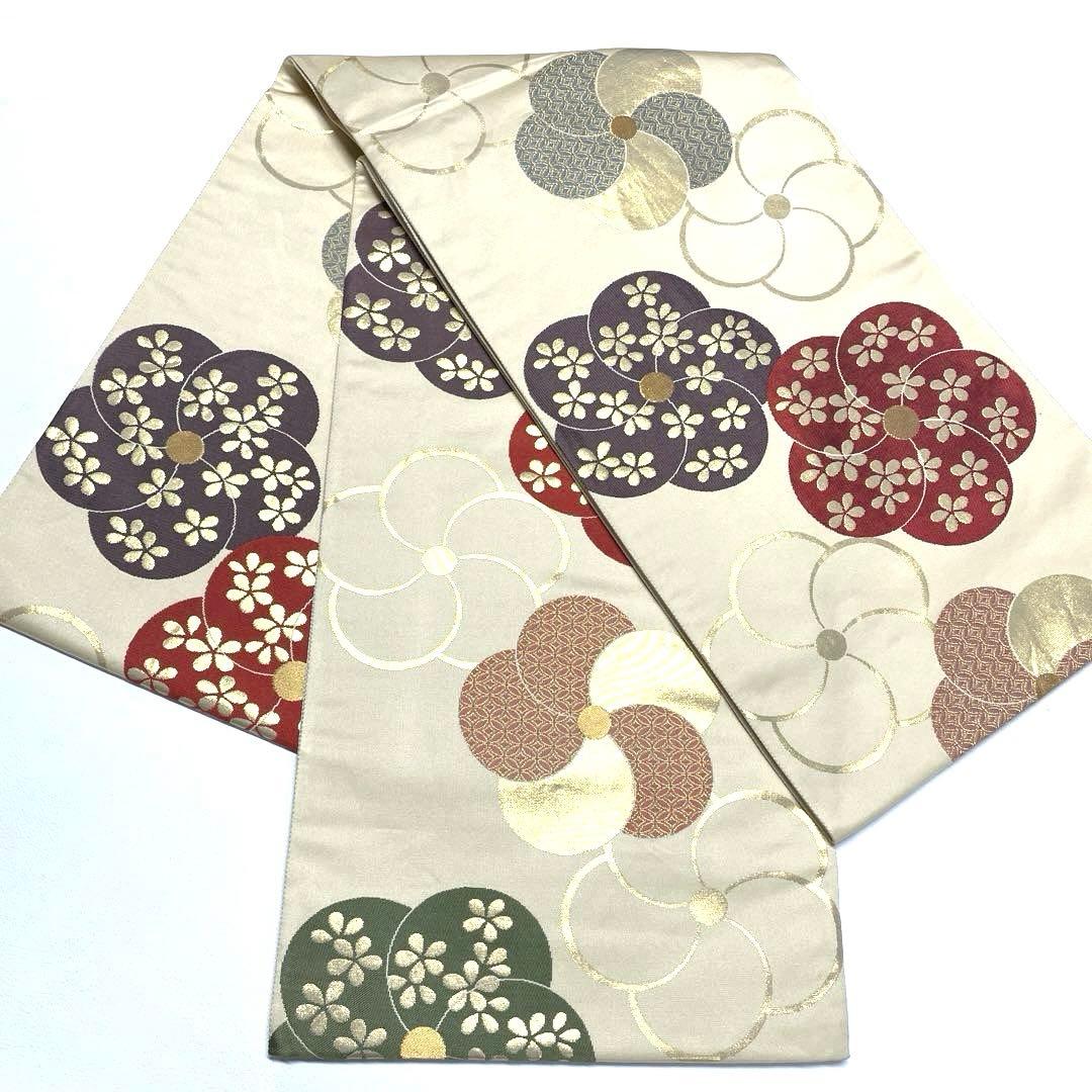 専用帯6044 5872 5944 三点セット●高級 正絹 六通 袋帯 ねじ梅