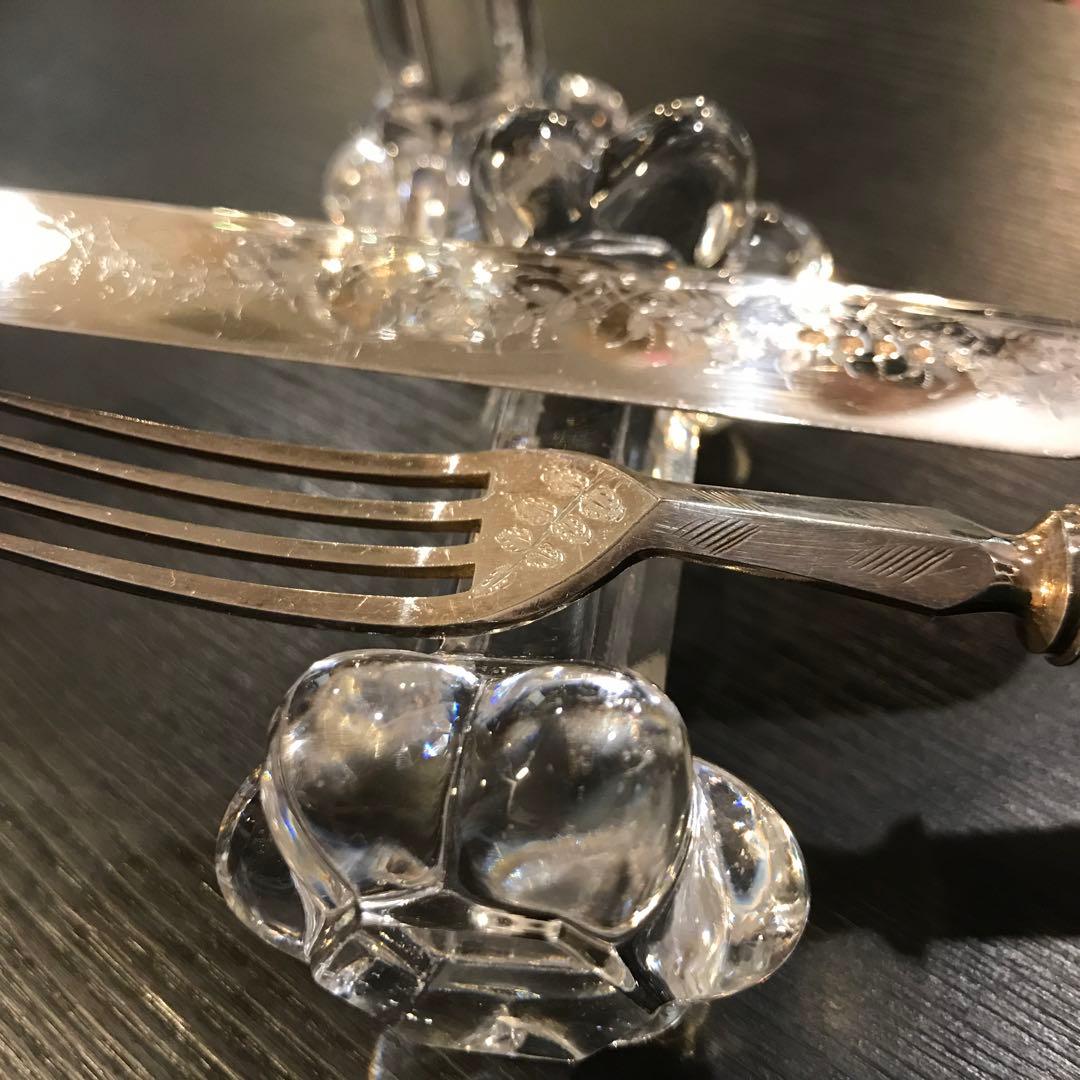 希少オールドバカラBACCARATナイフレスト☆箸置きペア☆クリスタル100年前