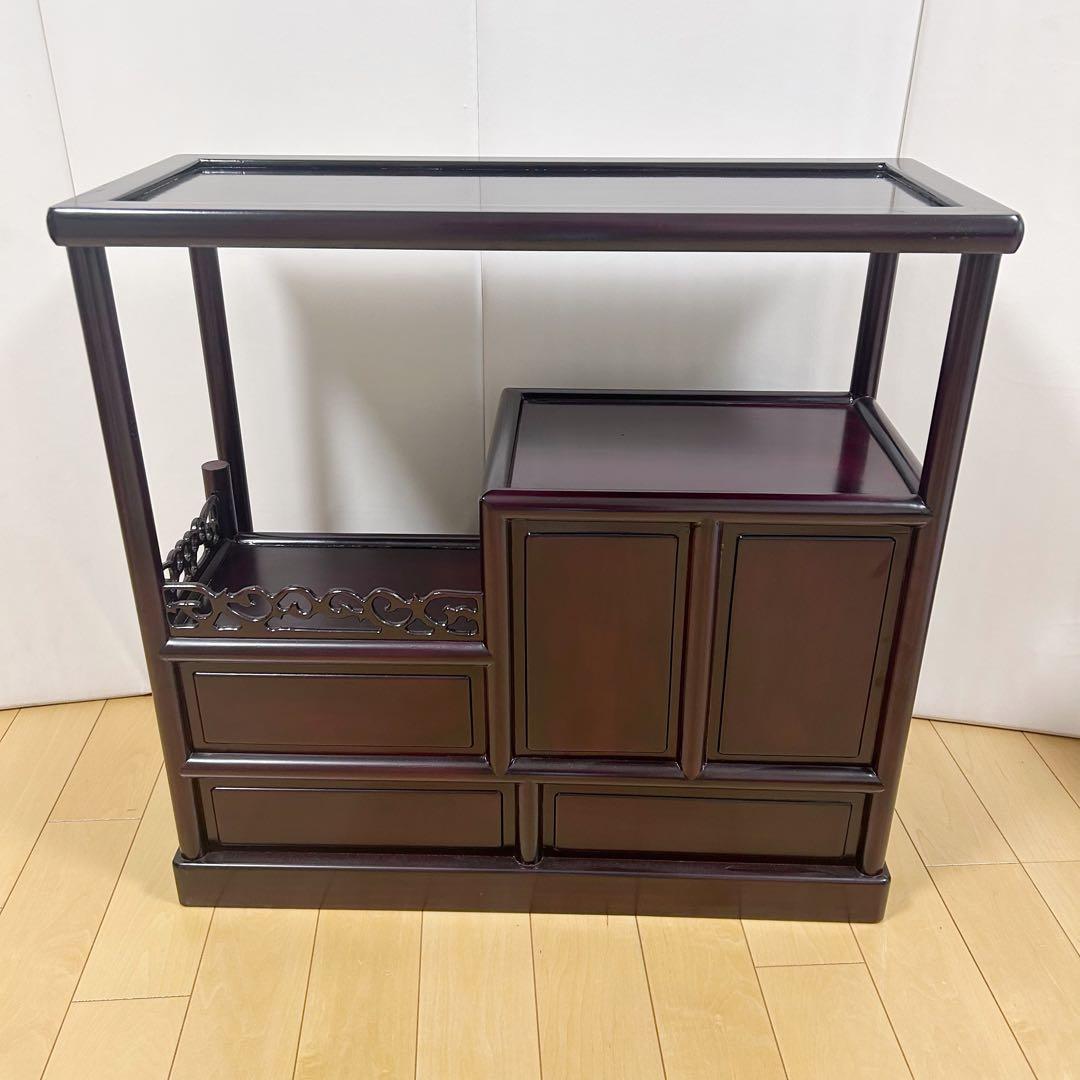 茶棚 茶箪笥 昭和レトロ 古家具 飾棚 古民家　松模様　松文様　吉祥文様