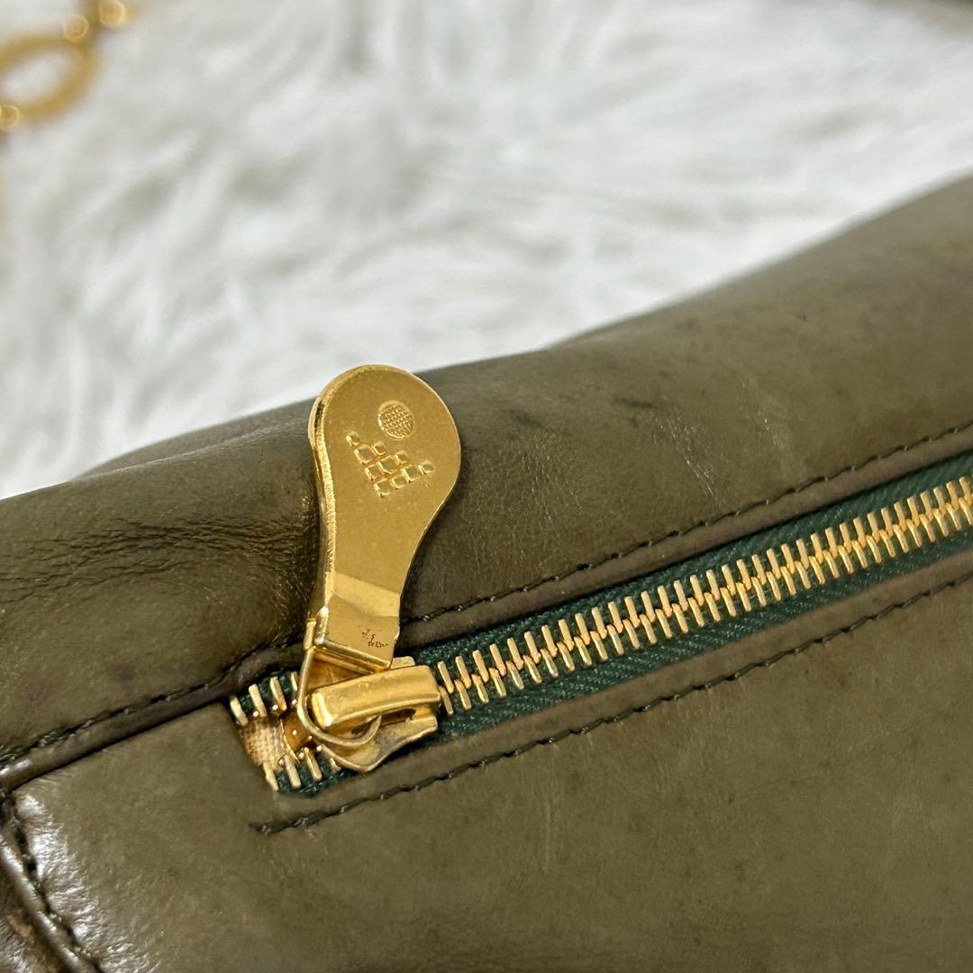 【希少✨ヴィンテージ/チェーン】ボッテガヴェネタ　ボディバッグ　カーキ　本革　金