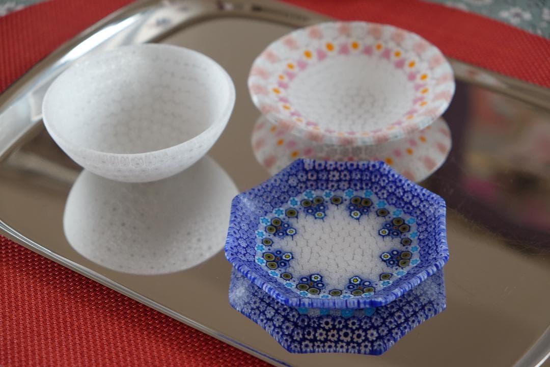 ベネチアンガラス ミルフィオリ プレート 検/メルハバ 飯塚亜裕子 江波冨士子