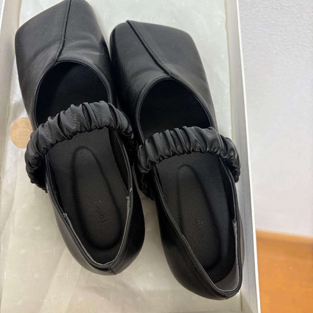 【SALE】Eaphi SQUARE TOE SHOES ブラック 36 靴