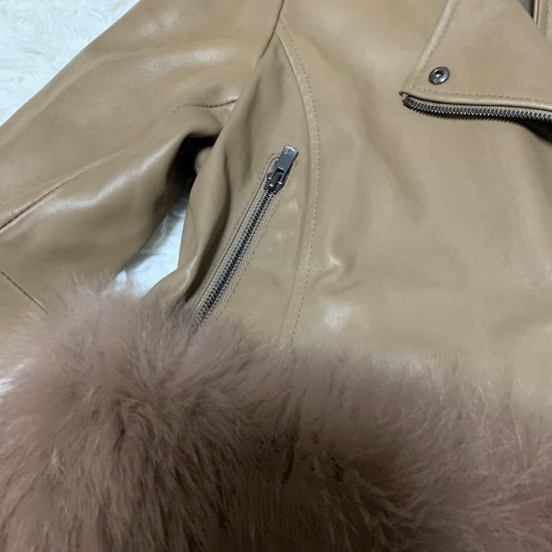 ダイアグラム ライダース ジャケット レザー 羊革 フォックスファー S