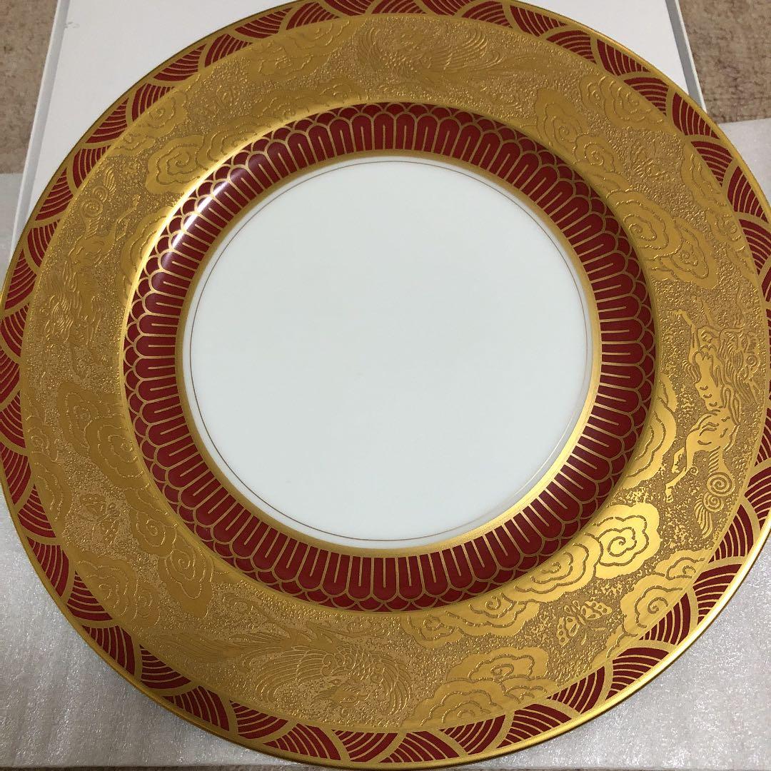 新品未使用　鳳凰、麒麟、蝶々、雲の大倉陶園大皿28センチ☆鳳凰飾りのヴィンテージ