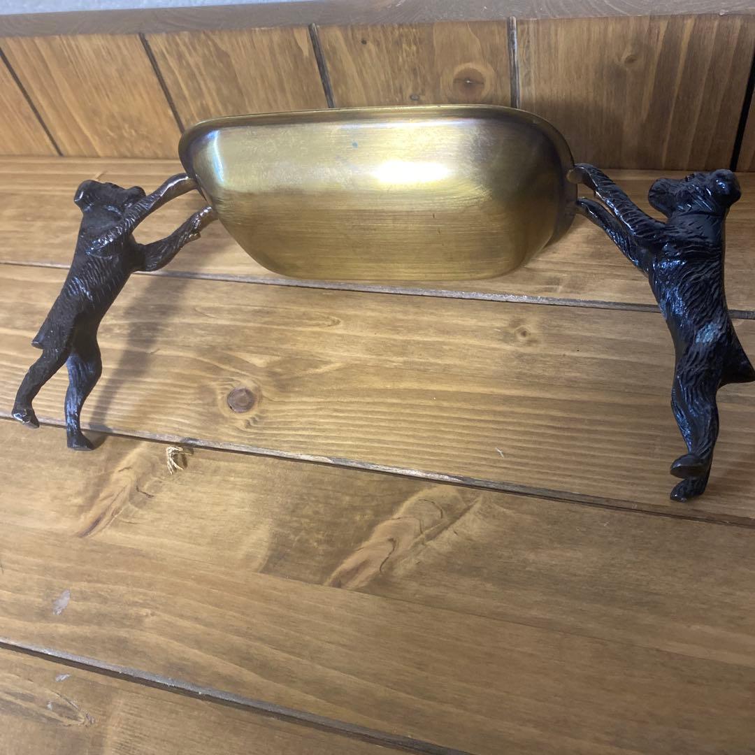 真鍮のトレイドック　黒い手のスタンド 小物入れ　キー置き　２個セット