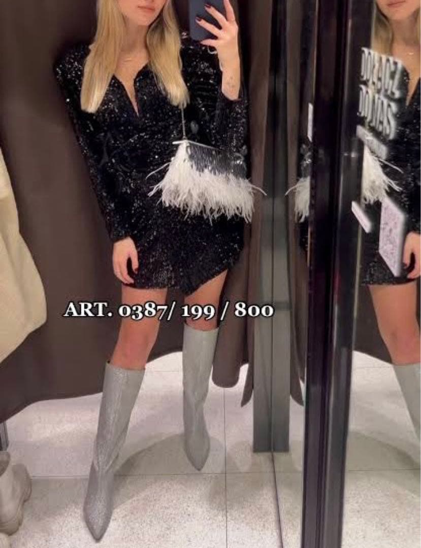 新品タグ付　ZARA スパンコールミニワンピース