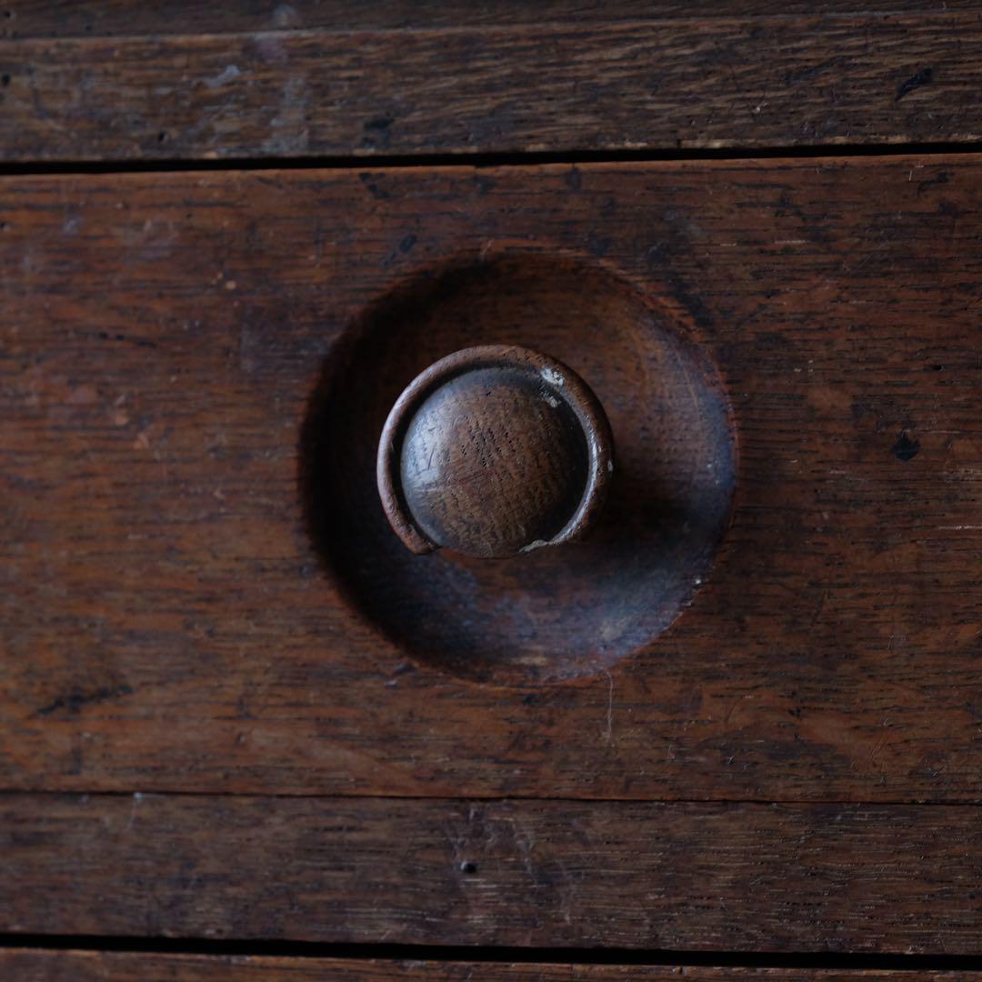 楢材 ５杯抽斗 片袖机　デスク テーブル 引き出し 古家具 アンティーク レトロ