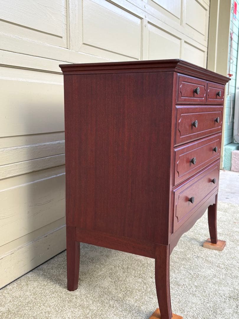 クラシック 猫脚チェスト 4段 木製 マホガニー調 引出し収納 アンティーク調