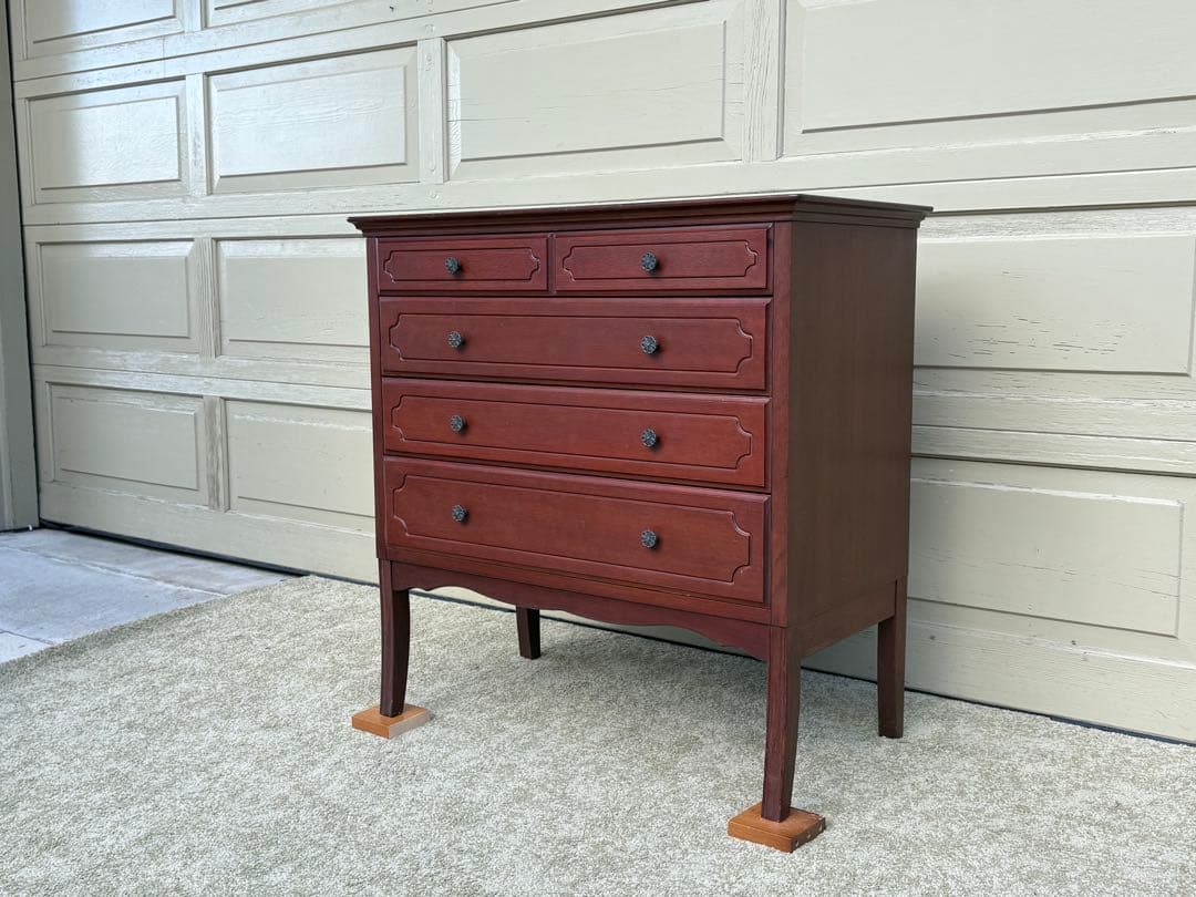 クラシック 猫脚チェスト 4段 木製 マホガニー調 引出し収納 アンティーク調