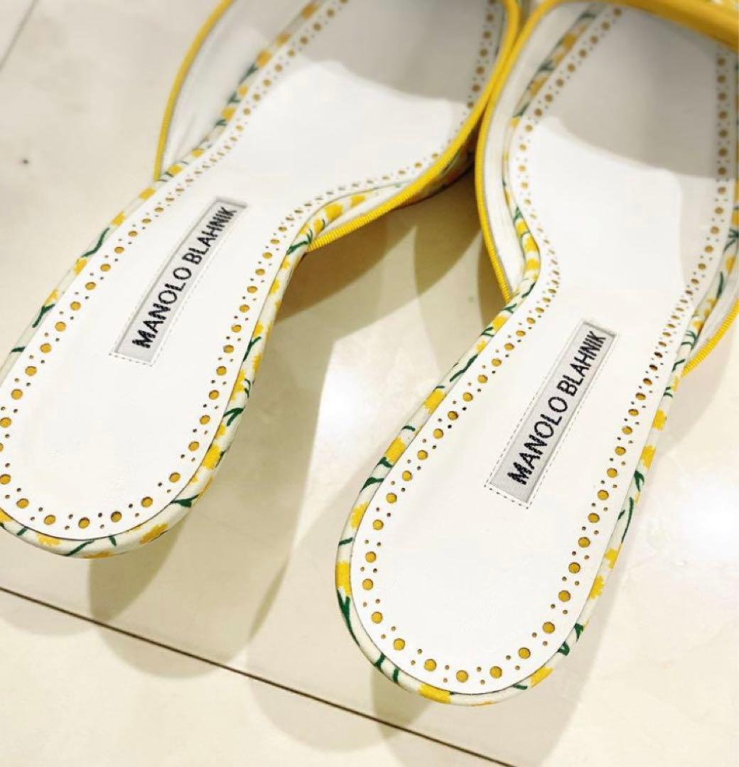 専用マノロブラニクコットンフラワーミュール12.3万361/2メイセール未使用