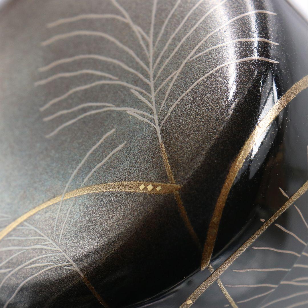 坂一男作 芒(すすき)蒔絵 大棗 秋草 内銀溜塗 茶道具 共箱共布　SX1006