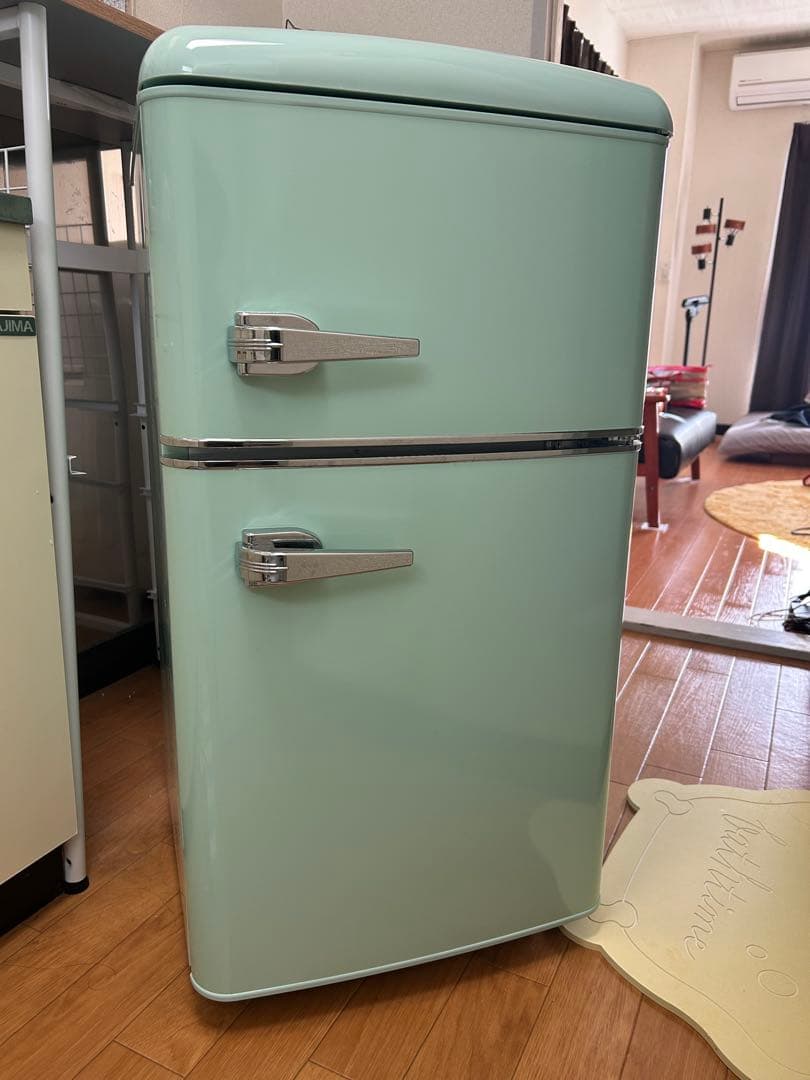 冷蔵庫　レトロ　おしゃれ　可愛い　水色　ライトブルー