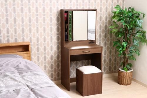 【新品・送料無料】ドレッサー（三面鏡）　スツール付き　ＭＢＲ