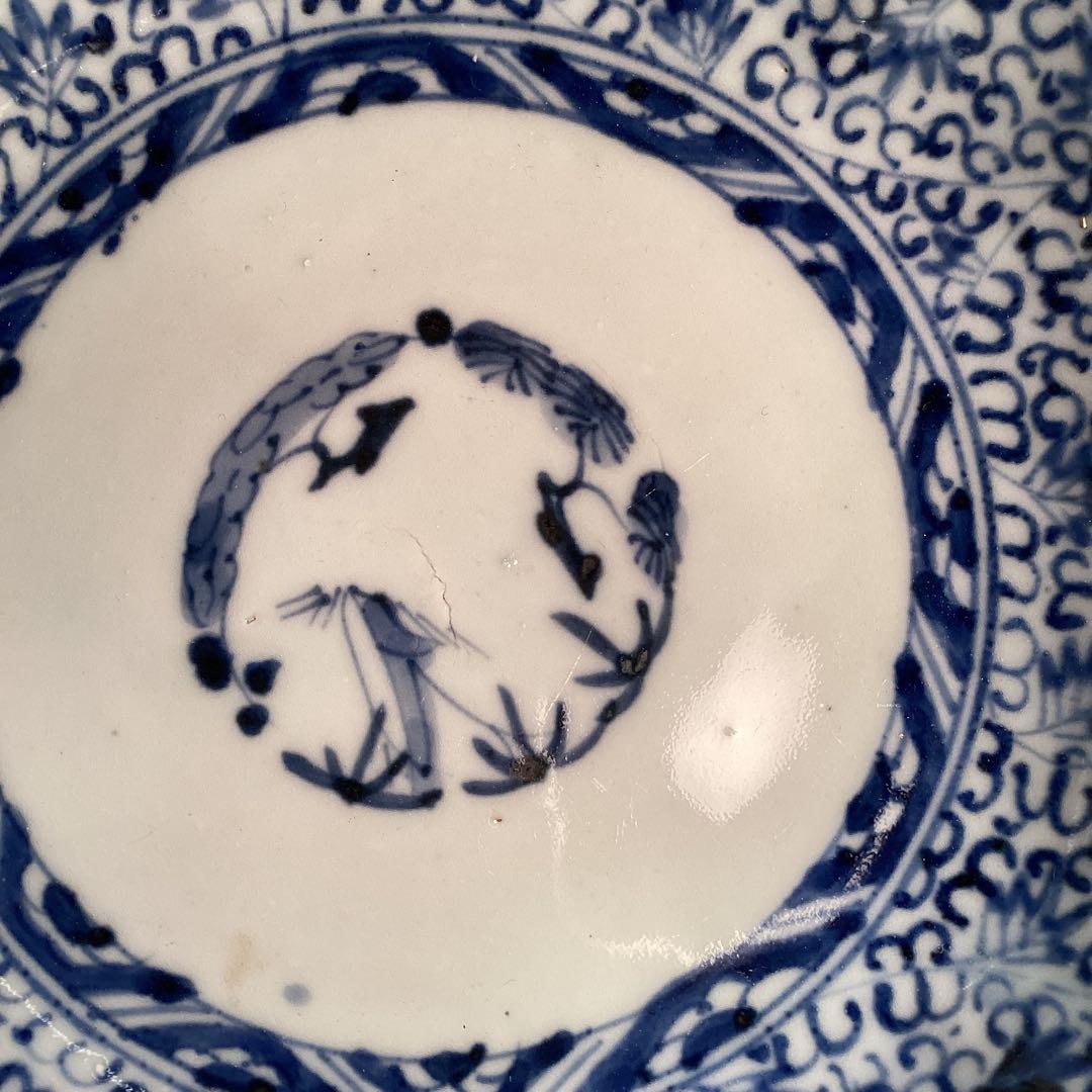 A1026 古伊万里　染付　微塵唐草模様　膾皿　　5客