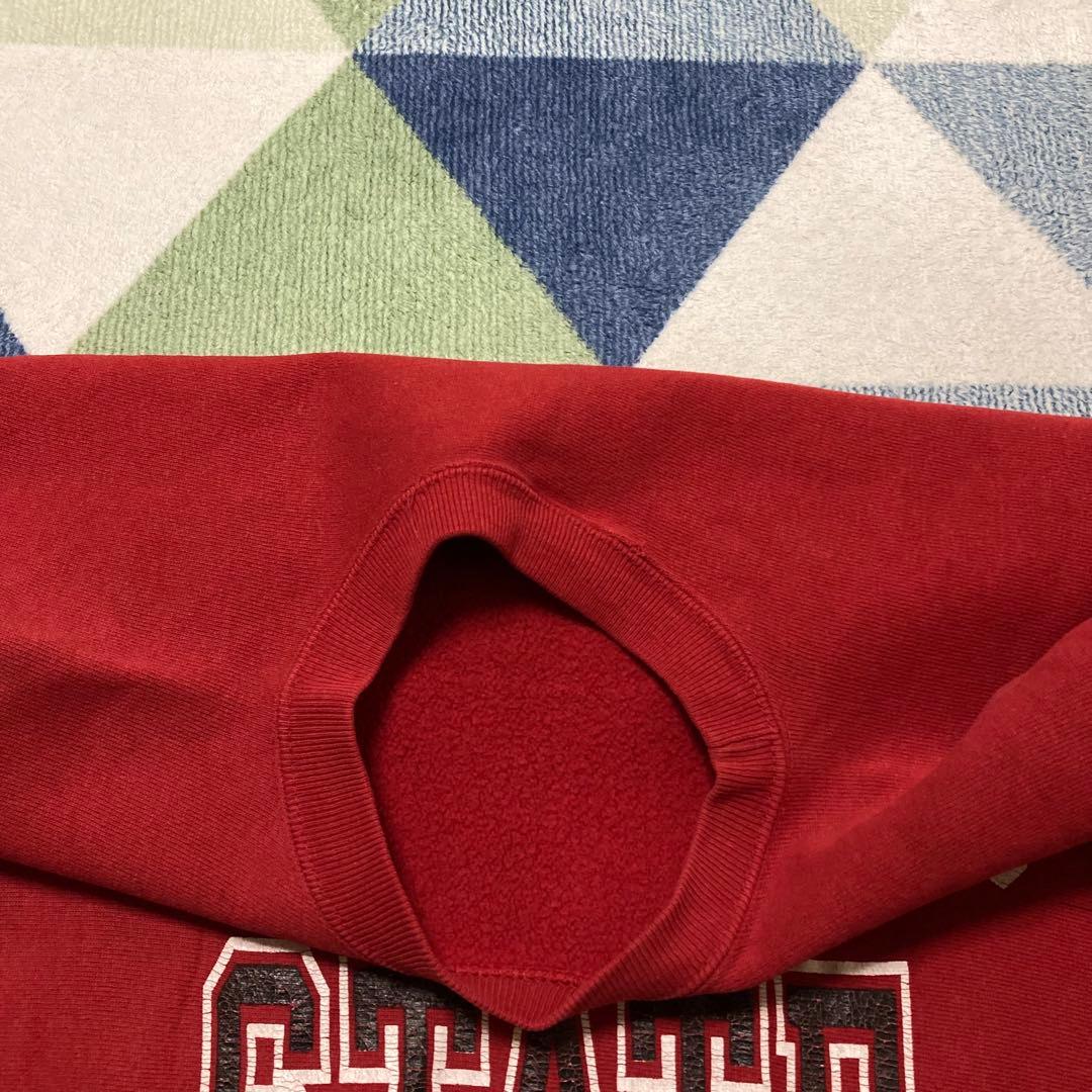 90s Championレッド三段 リバースウィーブ刺繍タグLサイズUSA製美品