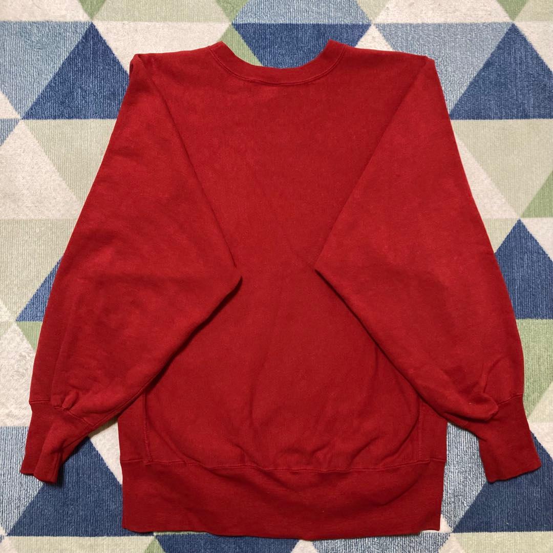 90s Championレッド三段 リバースウィーブ刺繍タグLサイズUSA製美品