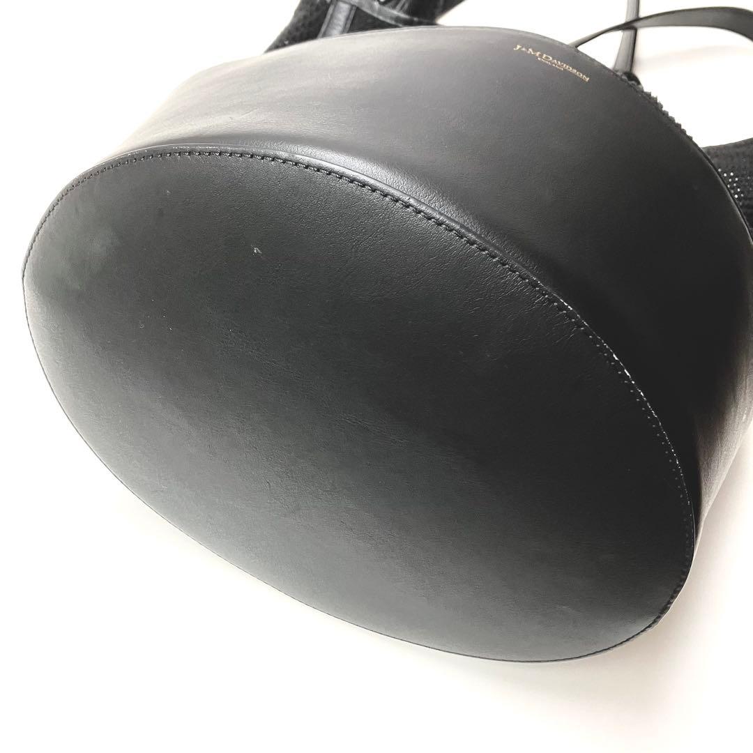 J＆M DAVIDSON メッシュ レイ バケット レザー バッグ ブラック黒色