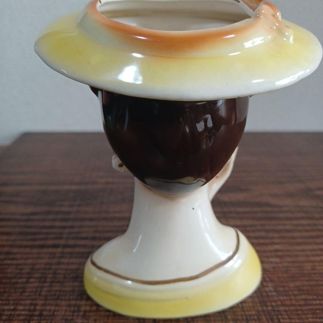 ビンテージ レディヘッドベース 陶器製置物花瓶　右手を頬の添えた美女3点セット