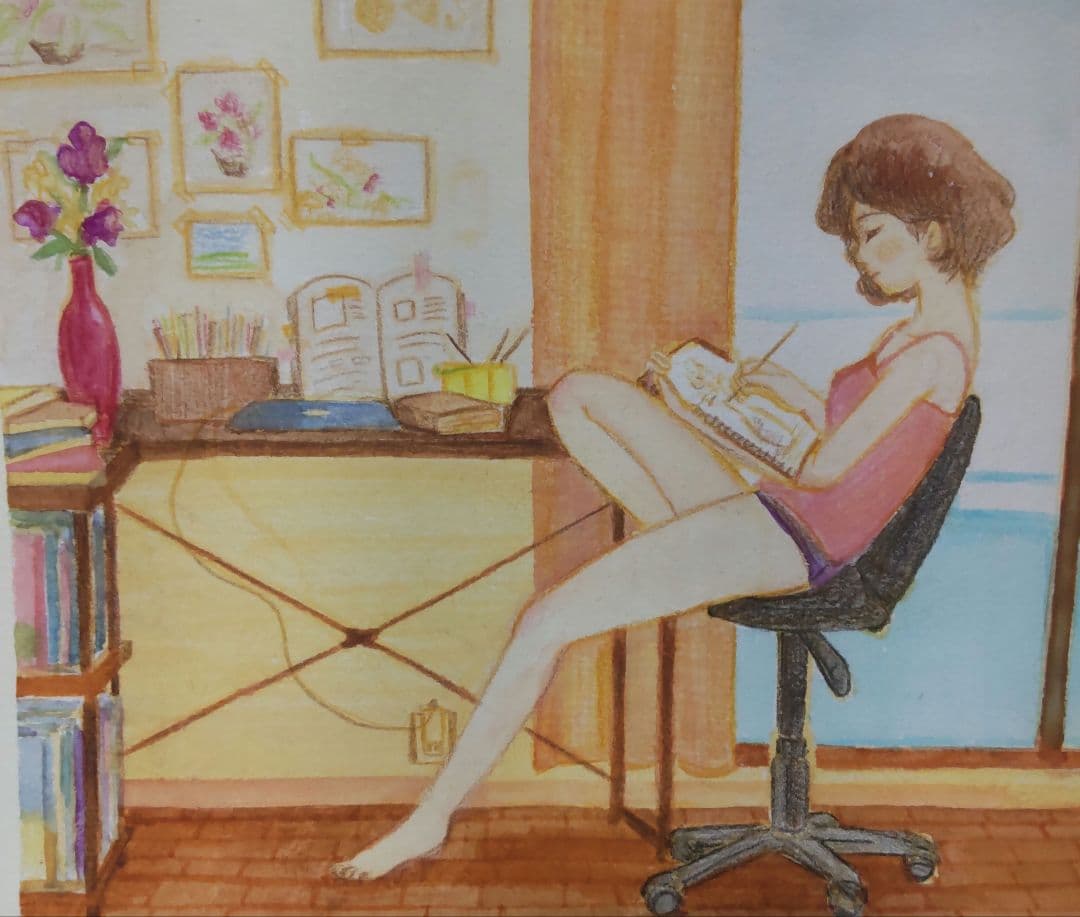 額縁付オリジナル手描きイラスト