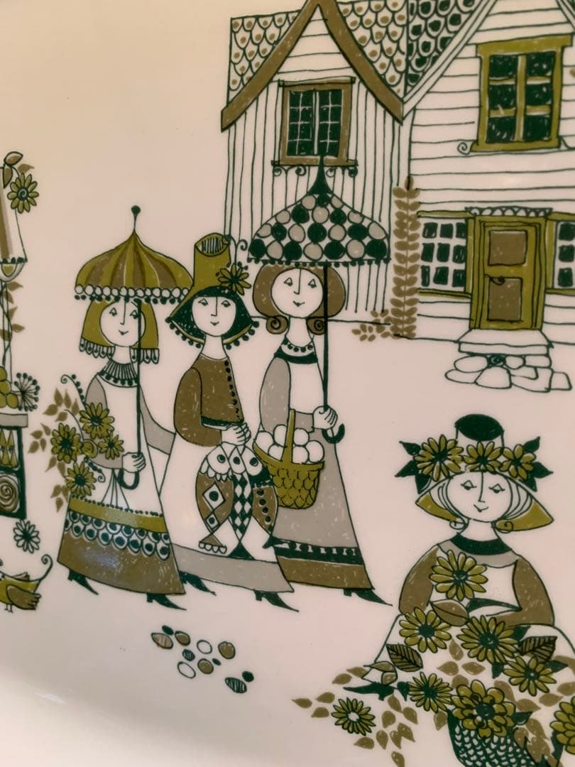 北欧ビンテージ　figgjo フィッギオMarket柄の横幅40㎝の大皿！