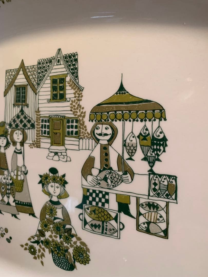 北欧ビンテージ　figgjo フィッギオMarket柄の横幅40㎝の大皿！