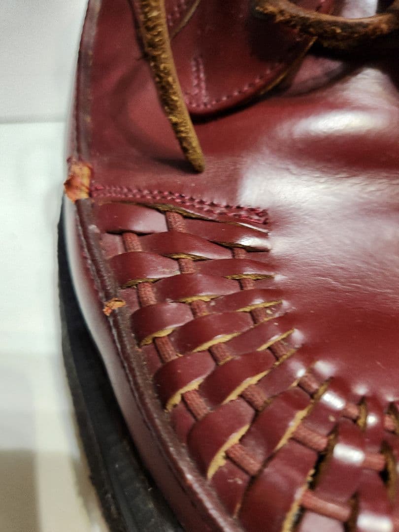 ヨウジヤマモトY's for men 濃赤レザー 編み込みブーツ イングランド製