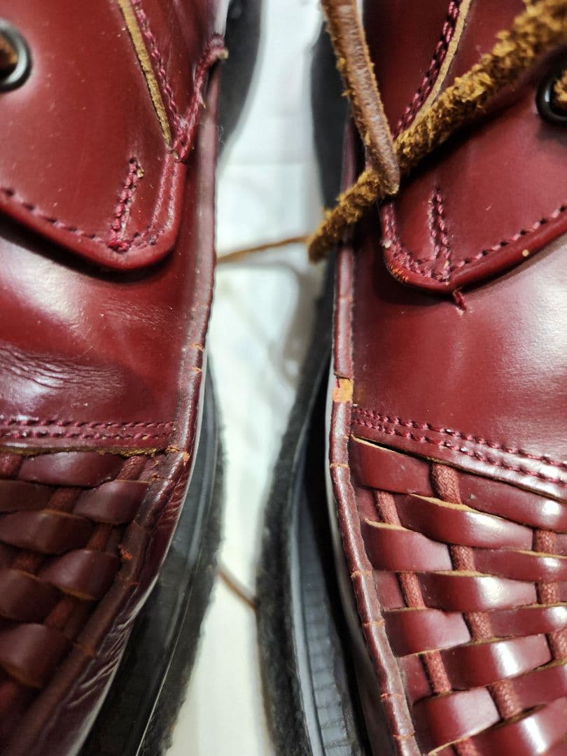 ヨウジヤマモトY's for men 濃赤レザー 編み込みブーツ イングランド製