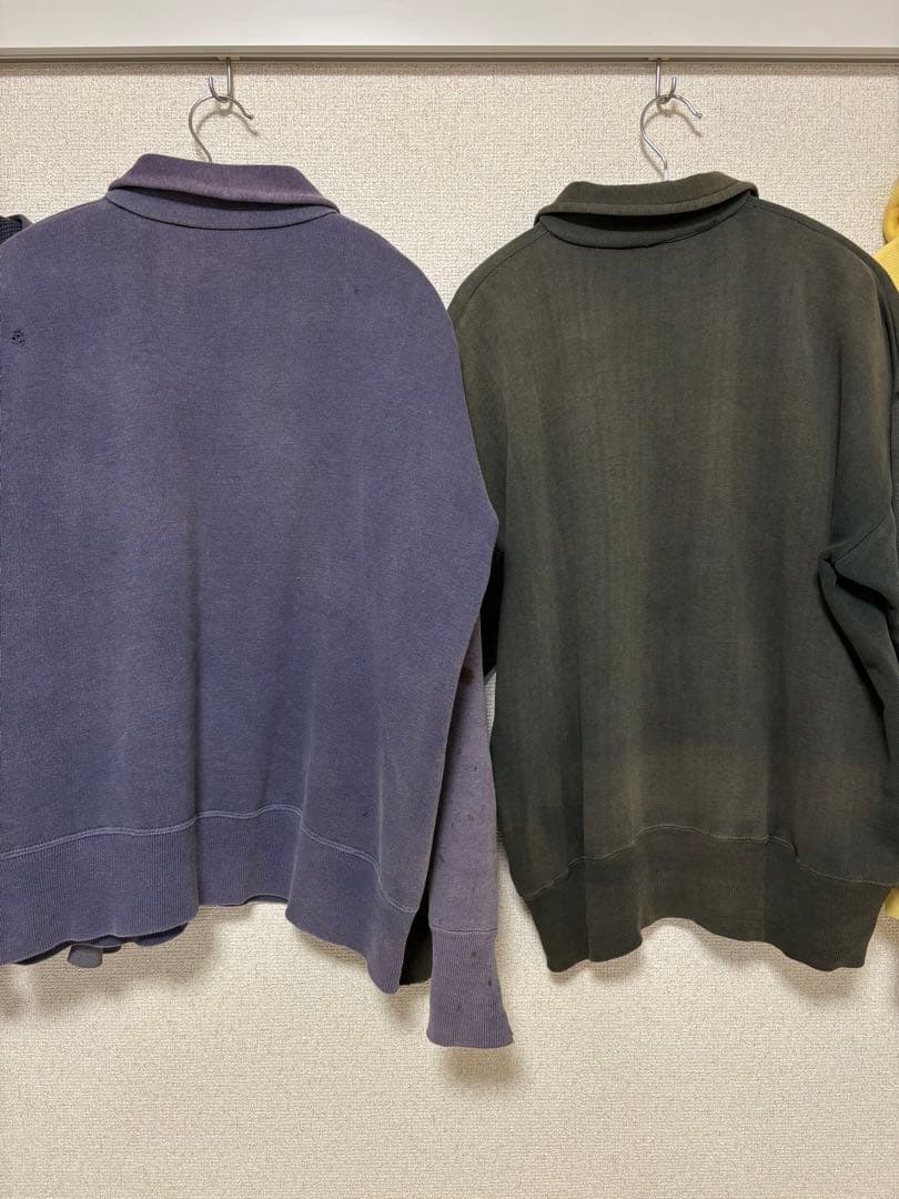 トップス 50s half zip sweat fade green