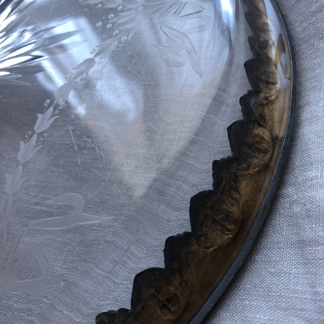 フランスアンティーク　クリスタル　プレート