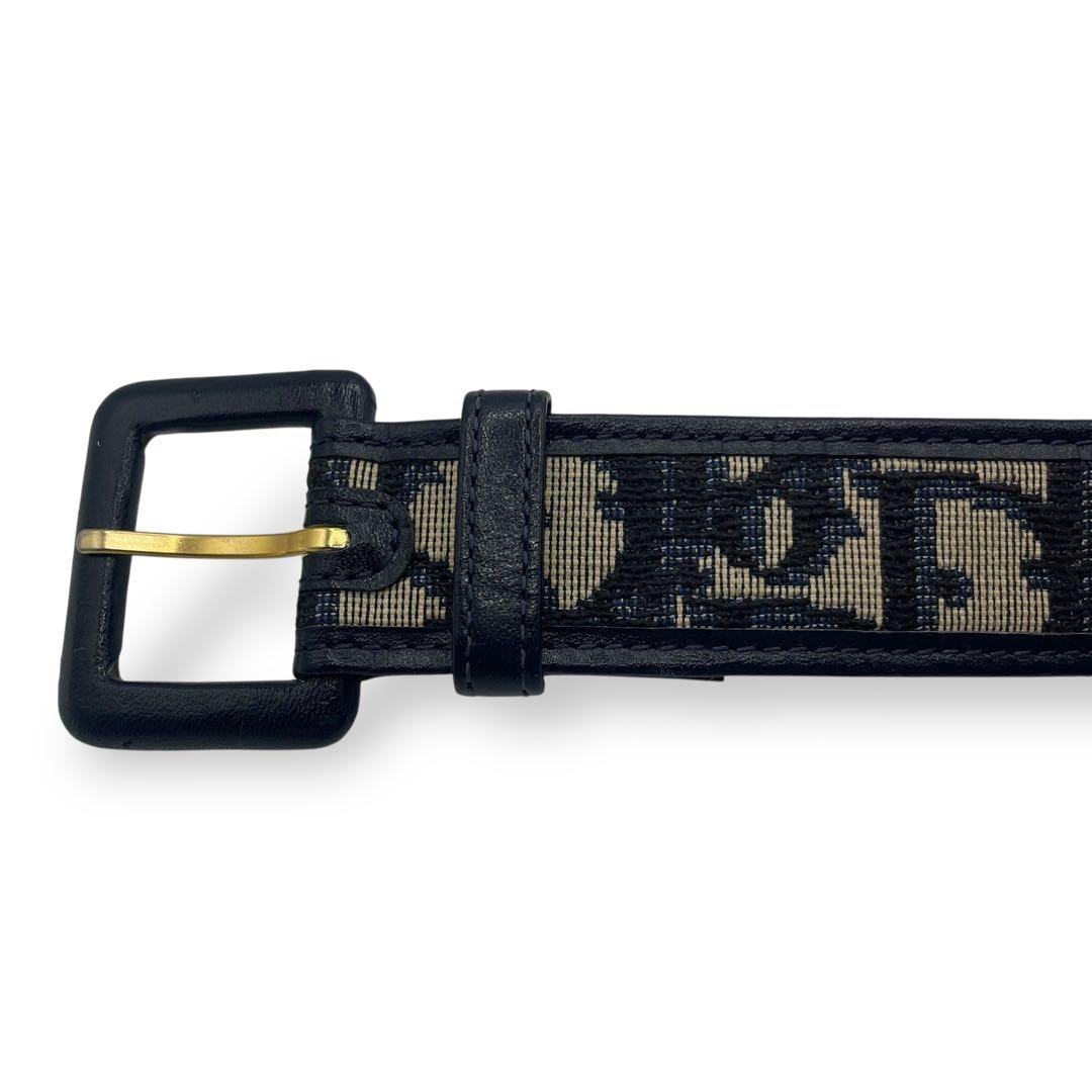 極美品　ディオール　ベルト　トロッター　レザー　ネイビー　紺色