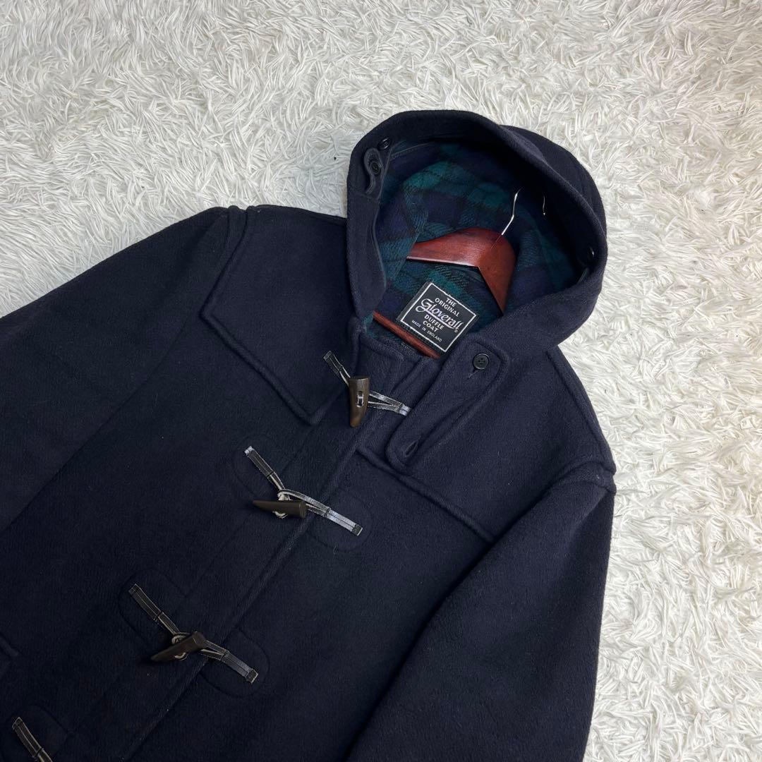 美品✨グローバーオール ダッフルコート 英国製 チェック ブラック 40 L