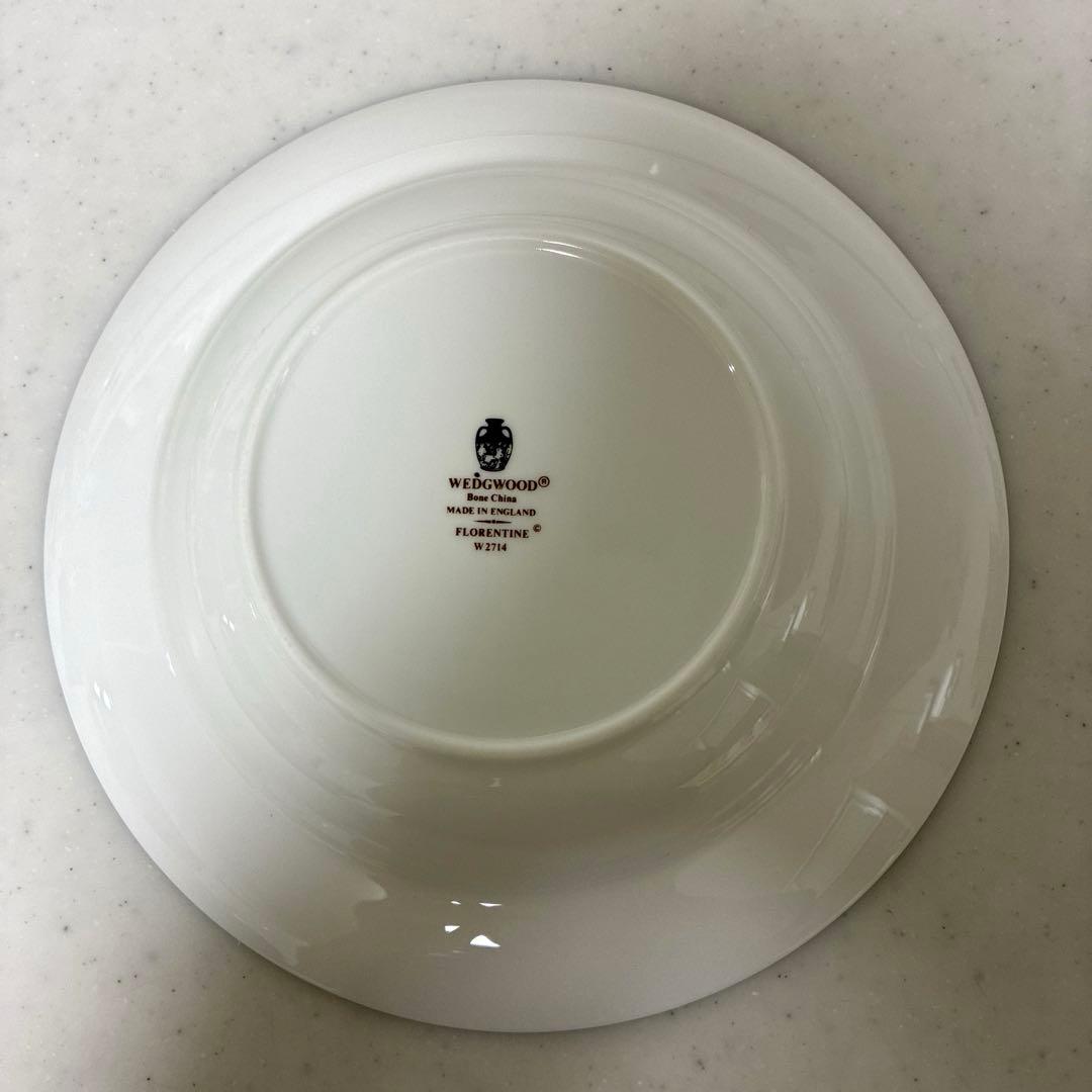 【美品】ウェッジウッド　フロレンティーンターコイズ　スープ皿20.5cm 黒壺