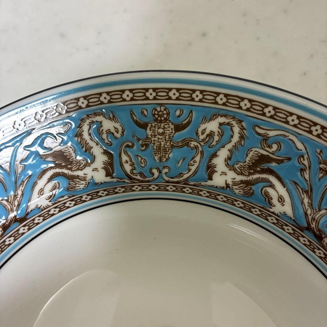 【美品】ウェッジウッド　フロレンティーンターコイズ　スープ皿20.5cm 黒壺